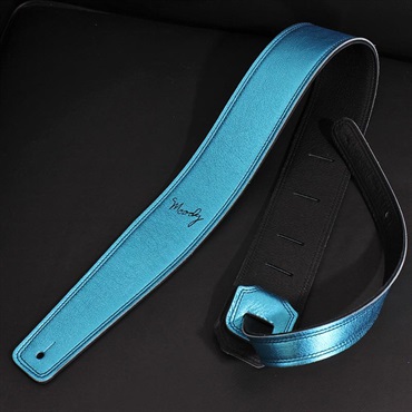 Moody Handmade Leather Straps Leather & Leather Series 2.5inch Standard Tail 【 Metallic Turquoise / Black 】