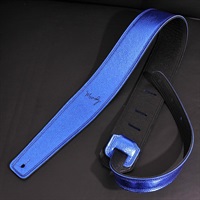 Handmade Leather Straps Leather & Leather Series 2.5inch Standard Tail 【 Metallic Royal Blue / Black 】