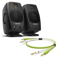 D3V Black + OYAIDE製高品質オーディオケーブルセット(TRS-TRS 1.0m)(ペア)(国内正規品)(アダム)(モニタースピーカー)(ブラック)(オヤイデ)