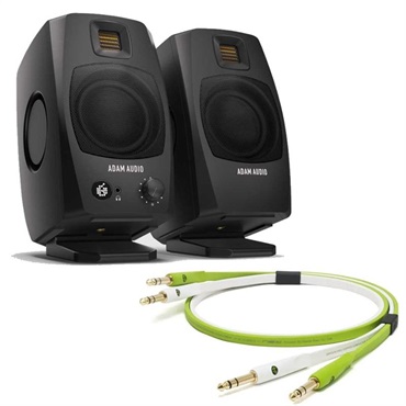 ADAM D3V Black + OYAIDE製高品質オーディオケーブルセット(TRS-TRS 2.0m)(ペア)(国内正規品)(アダム)(モニタースピーカー)(ブラック)(オヤイデ)