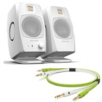 D3V White + OYAIDE製高品質オーディオケーブルセット(TRS-TRS 2.0m)(ペア)(国内正規品)(アダム)(モニタースピーカー)(ホワイト)(オヤイデ)