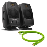 D3V Black + OYAIDE製高品質USBケーブルセット(Type C to C 1.0m)(ペア)(国内正規品)(アダム)(モニタースピーカー)(ブラック)(オヤイデ)