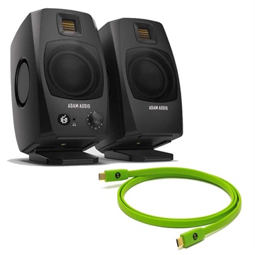 ADAM D3V Black + OYAIDE製高品質USBケーブルセット(Type C to C 2.0m)(ペア)(国内正規品)(アダム)(モニタースピーカー)(ブラック)(オヤイデ)