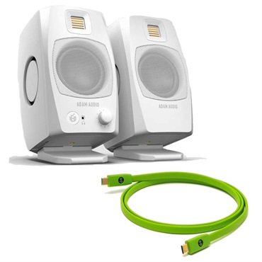 ADAM D3V White + OYAIDE製高品質USBケーブルセット(Type C to C 2.0m)(ペア)(国内正規品)(アダム)(モニタースピーカー)(ホワイト)(オヤイデ)