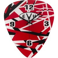 EVH Pick Shape Clock， Red/White/Black Stripes
