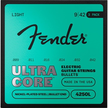 Fender USA ULTRACORE ELECTRIC GUITAR STRINGS NICKEL PLATED STEEL BULLET END (4250L/9-42) 3 PACK (#0733250603)