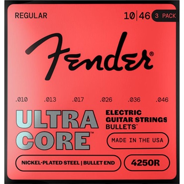 Fender USA ULTRACORE ELECTRIC GUITAR STRINGS NICKEL PLATED STEEL BULLET END (4250R/10-46) 3 PACK (#0733250606)