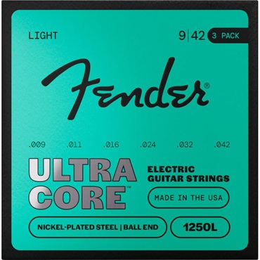 Fender USA ULTRACORE ELECTRIC GUITAR STRINGS NICKEL PLATED STEEL BALL END (1250L/9-42) 3 PACK (#0730250603)