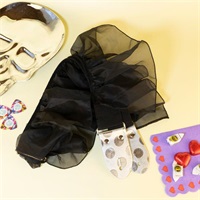 黒フリルギターストラップ.(dot)｜Silver Polka Dot Ruffle Guitar Strap (Black)