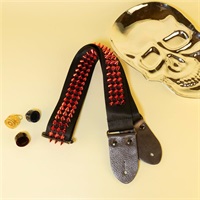 メタルスタッズギターストラップS　ブラック×レッド｜Heavy Metal Studded Guitar Strap S - Black & Devil Red