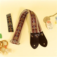 ボタニカルリボンギターストラップ ワイン×ベージュ