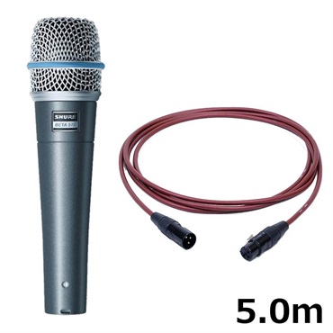 BETA 57A-J【PASSGO REDマイクケーブルセット(XLR-XLR)5.0ｍ】(国内正規品2年保証)(シュア)(ダイナミックマイク)(BETA57A)