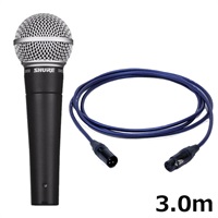 SM58-LCE【PASSGO BLUEマイクケーブルセット(XLR-XLR)3.0ｍ】(定番ダイナミックマイク)(国内正規品2年保証)(シュア)(SM58LCE)