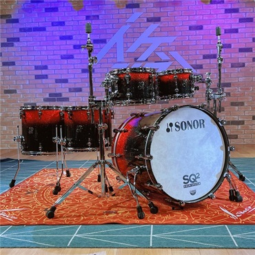 SONOR SQ2 System Maple Vintage 5pc Drum Kit - Black-Red Sparkle [BD22，TT10&12，FT14&16]【特注品】