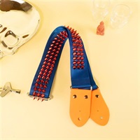 ネオンレザー×スタッズギターストラップS　ブルー×レッド｜Neon Leather × Studs Guitar Strap S ? Blue × Red