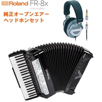 FR-8X BK & 純正オープンエアーヘッドホンセット ローランド ピアノ式 Vアコーディオン 41鍵盤 120ベース 電子アコーディオン 大型 ブラック