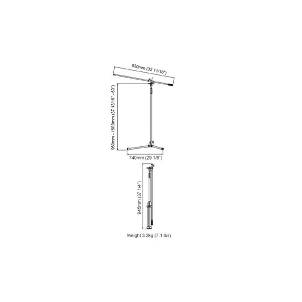 TAMA MS205 BK(マイクスタンド)(ブラック)(ロングブーム)(タマ)(頑丈マイクスタンド) 画像3