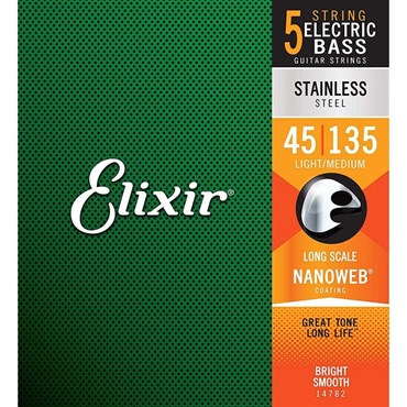 ELIXIR Stainless Steel Bass Strings with ultra-thin NANOWEB Coating(5-String Light/Medium B/Long 045-135)#14782 画像1