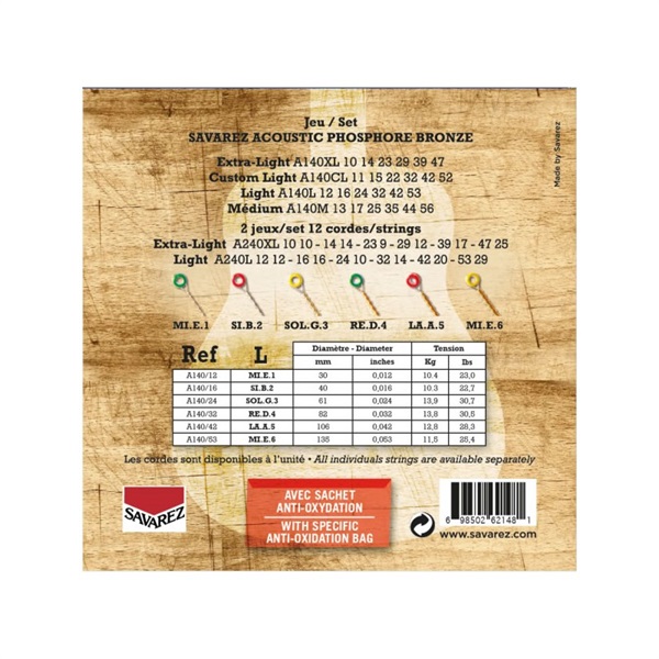 SAVAREZ Acoustic Phosphor Bronze A140L (Light/12-53) 画像1