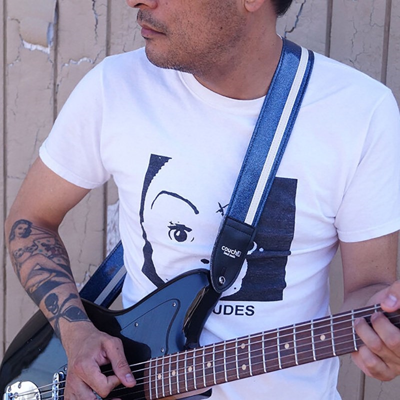 Couch Guitar Strap RacerX Blue Sparkle White 画像2