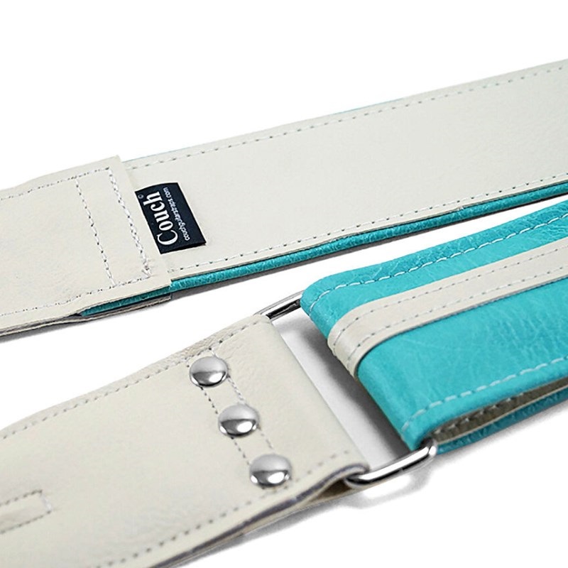 Couch Guitar Strap Vinyl Racer X Strap ヴィンテージ・アクア × ホワイト 画像1