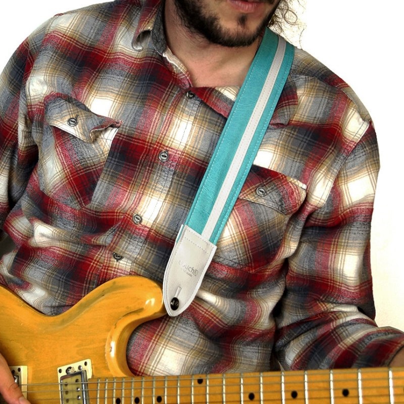 Couch Guitar Strap Vinyl Racer X Strap ヴィンテージ・アクア × ホワイト 画像3