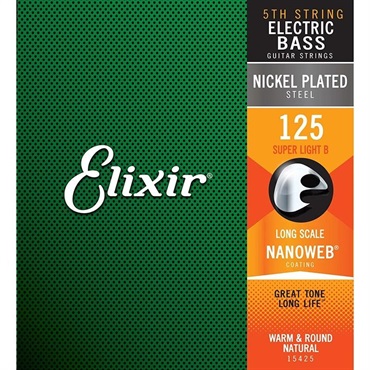 ELIXIR Nickel Plated Steel Bass Strings with ultra-thin NANOWEB Coating 5th/Low-B (125/Long) #15425 画像1