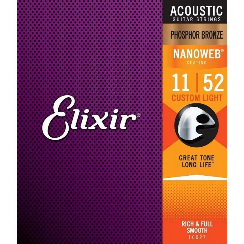 ELIXIR Acoustic Phosphor Bronze with NANOWEB Coating #16027 (Custom Light/11-52) 画像1