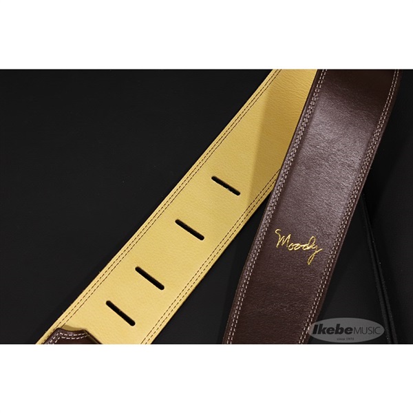 Moody Handmade Leather Straps Leather & Leather Series 2.5inch Standard Tail 【 Dark Chocolate / Cream 】 画像1