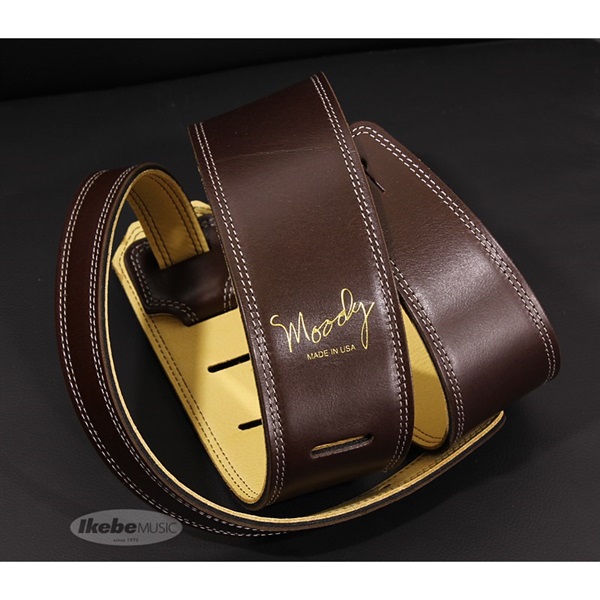 Moody Handmade Leather Straps Leather & Leather Series 2.5inch Standard Tail 【 Dark Chocolate / Cream 】 画像2