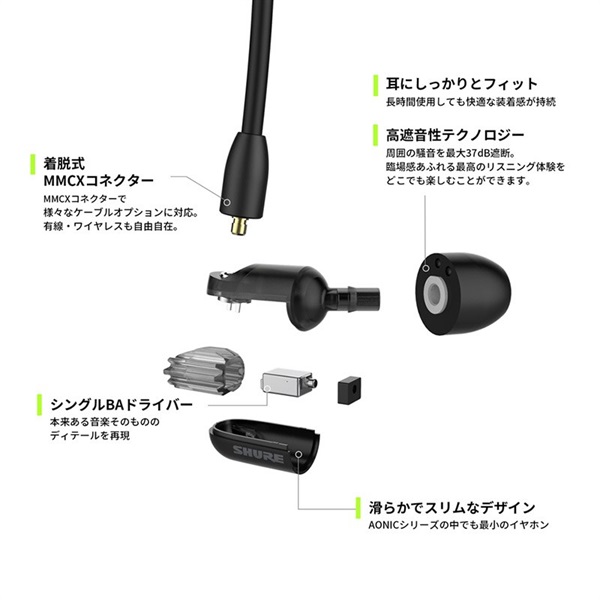 SHURE AONIC3(SE31BABKUNI-A)(ブラック)(国内正規品・2年間保証) 画像3