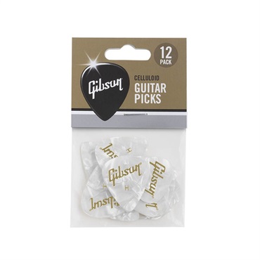 Gibson 【IKEBE Gibson POP UP 温故知新】Pearloid White Picks (Heavy) ×12枚セット [APRW12-74H] 画像1