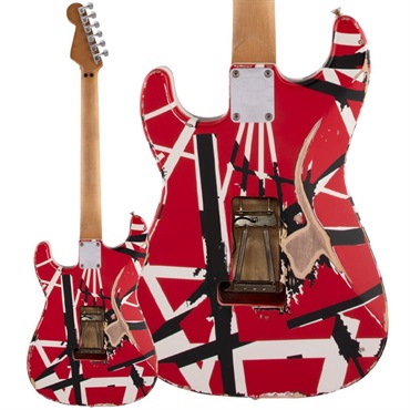EVH Striped Series Frankenstein Frankie Red with Black Stripes Relic 画像1
