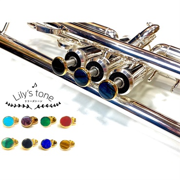 Lily's tone リリーズトーン / ヤマハ用 トランペット ピストン ボタン マラカイト 金メッキ仕上げ 3個 (1セット) 画像1