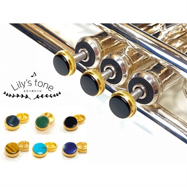 Lily's tone リリーズトーン / バック用 トランペット ピストン ボタン ラピスラズリ 金メッキ仕上げ 3個 (1セット) 画像1
