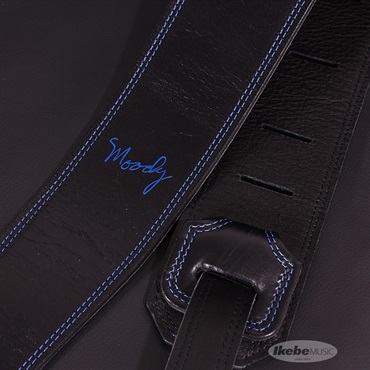 Moody Handmade Leather Straps Leather & Leather Series 2.5inch Standard Tail【Black / Black w/Blue Stitch】 画像1