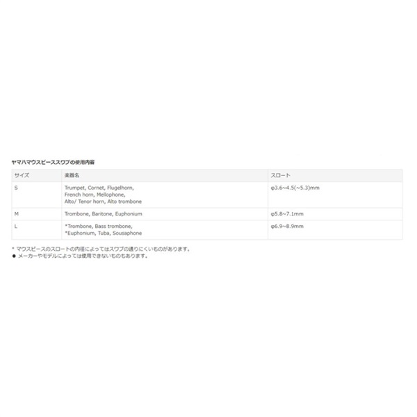 YAMAHA ヤマハ / マウスピース スワブ MPSS3 （金管楽器用） (S) 画像4