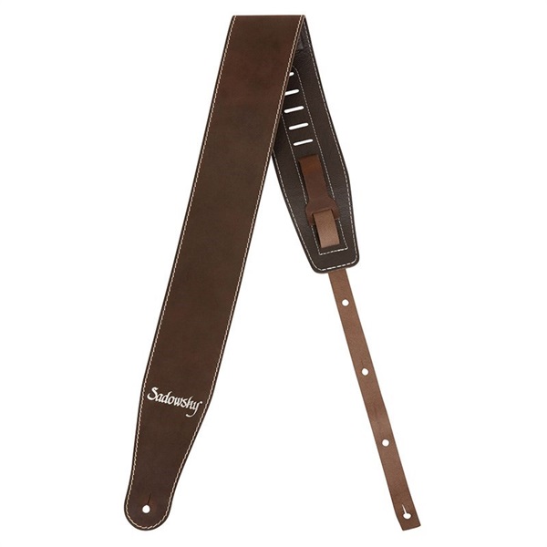 Sadowsky Guitars Genuine Leather Bass Strap (Brown/Silver) 画像1