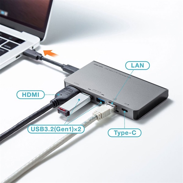 SANWA SUPPLY USB-3TCH15S2 (USB Type-C ドッキングハブ)(HDMI・LANポート搭載) 画像2
