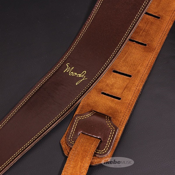 Moody Handmade Leather Straps Leather & Suede Series 2.5inch Standard Tail 【 Dark Chocolate / Tobacco 】 画像1