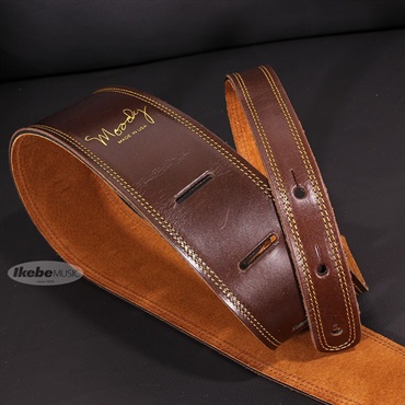 Moody Handmade Leather Straps Leather & Suede Series 2.5inch Standard Tail 【 Dark Chocolate / Tobacco 】 画像2