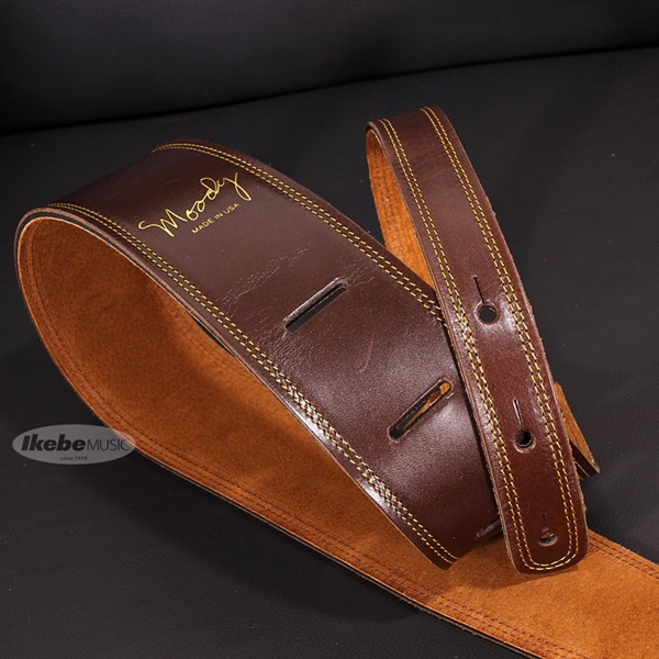 Moody Handmade Leather Straps Leather & Suede Series 2.5inch Standard Tail 【 Dark Chocolate / Tobacco 】 画像2