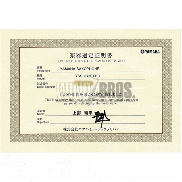 YAMAHA 【上野耕平氏選定品】ソプラノサックス ヤマハ YSS-875EXHG 【調整&セットアップ後出荷】【5年間キーバランス調整無料】 画像1