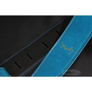 Moody Handmade Leather Straps Leather & Leather Series 2.5inch Standard Tail 【 SapphireBlue / Black 】 画像1
