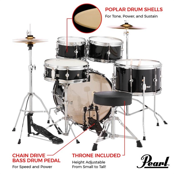 Pearl ROADSHOW Jr. Drum Set - Grindstone Sparkle [RSJ465/C #708] 【キッズにもおすすめ！】 画像4