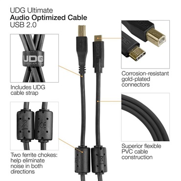 UDG U96001BL Ultimate USB2.0ケーブル C-B 1.5m Black 画像6