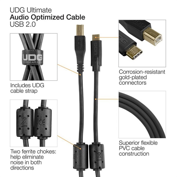 UDG U96001BL Ultimate USB2.0ケーブル C-B 1.5m Black 画像6
