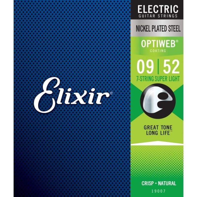 ELIXIR Electric Nickel Plated Steel with OPTIWEB Coating #19007 (7-string Super Light/09-52) 画像1