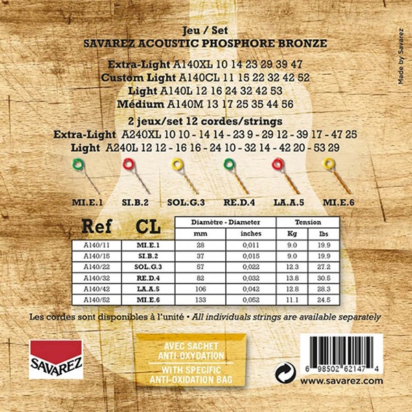 SAVAREZ Acoustic Phosphor Bronze A140CL (Custom Light/11-52) 画像1