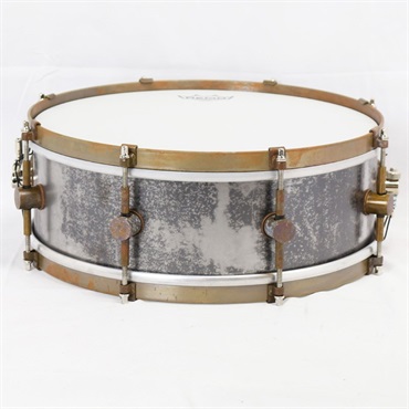 A&F Drum Co Raw Steel Snare Drum 14 x 5 with Raw Brass Hoops 画像1